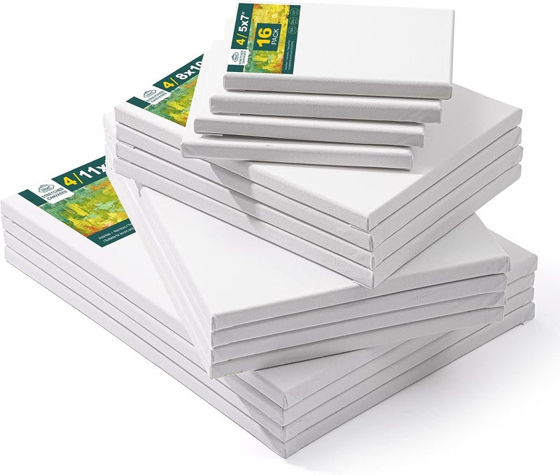 Inburit Canvas for Painting for Adults & Kids 16 Pack with 11x14, 9 x12, 8x10, 5x7 (4 of Each), Blank Primed Stretched Canvases for Oil, Acrylic & Other Painting Media - Image 5